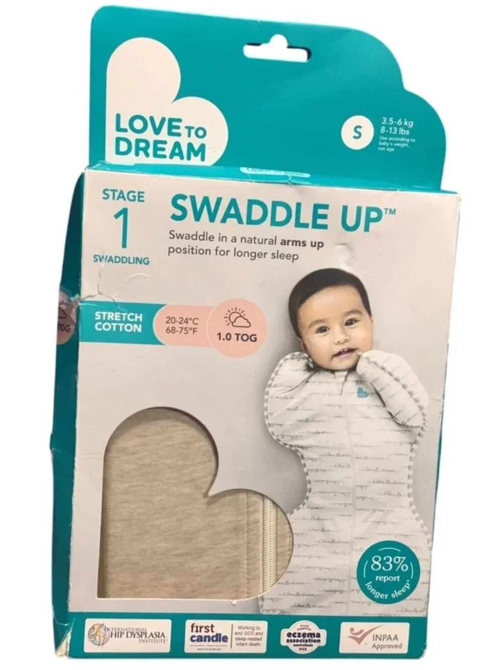 Love To Dream Stage 1 Swaddle Up Small 8-13 Lbs. Stretch Cotton Oatmeal Color